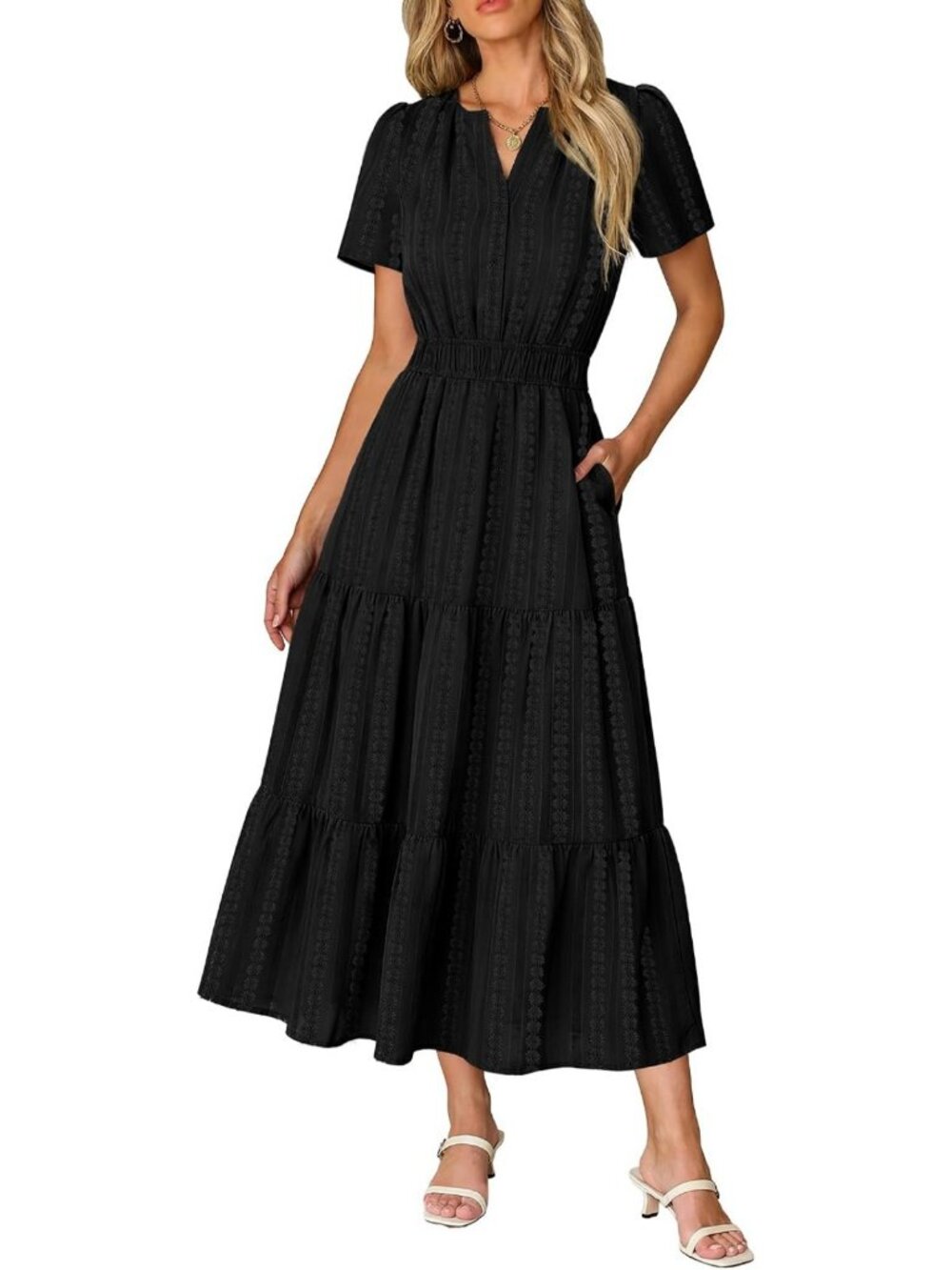 Summer Midi Maxi Dress for Women - Short Sleeve Vacation Style, Perfect for Warm